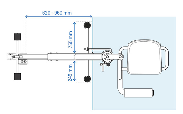 Plano de la planta de la silla de piscina para minusv&aacute;lidos Access B1